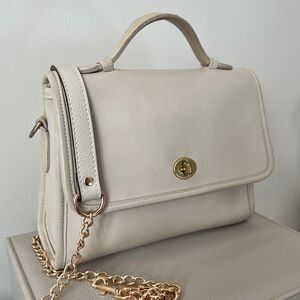 COACH Vintage Court Bag Leather Top Handle Satchel Bone/Cream Crossbody - #9870